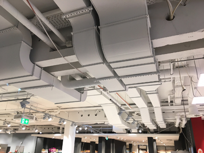 div. Zu- und Abluftanlagen für Einzelhandelsflche 2 Etagen, 16 BSK, 60 Luftauslsse, Fleischüberdruckanlage - Dezember 2016